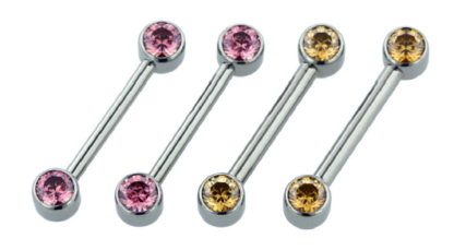 Threaded Forward Facing Bezel-set Faceted Gem Barbell